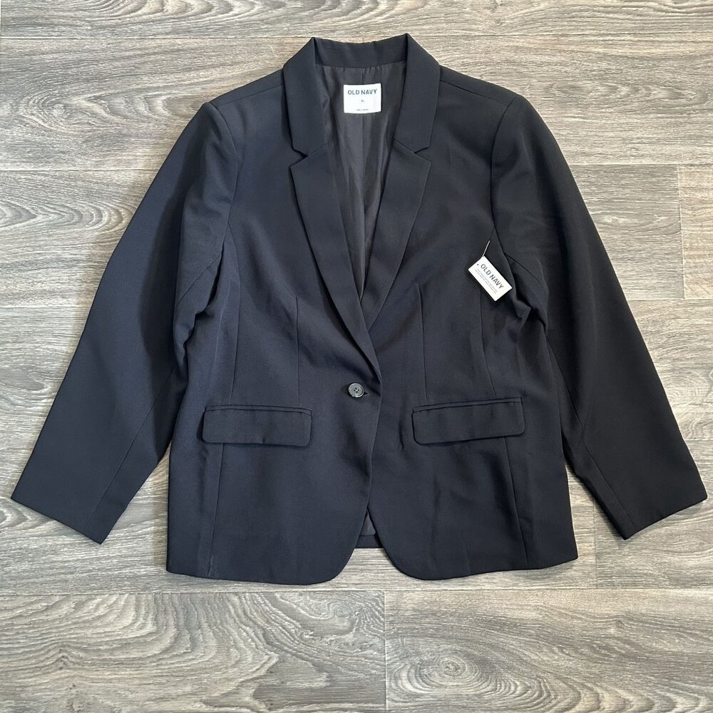 NWT Old Navy Pixie Blazer Size XL Black Tailored Fit Single One Button Closure - Picture 12 of 14